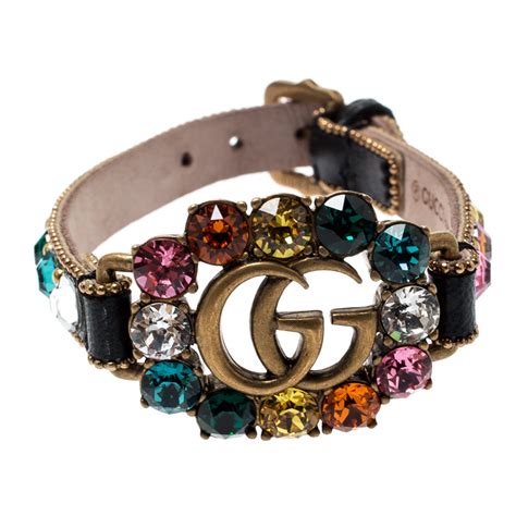 gucci studded leather bracelet|Gucci enamel bracelet.